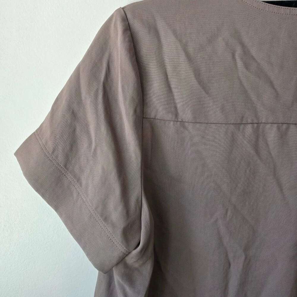 EVERLANE Drapey T-Shirt Blouse | Size 6 | Dark Taupe / Clay Short Sleeves - Picture 5 of 8